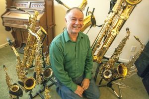Tim Price and his saxophone collection
